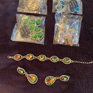 Austrian Crystal bracelet/earrings sets. Lot of 7 colors.